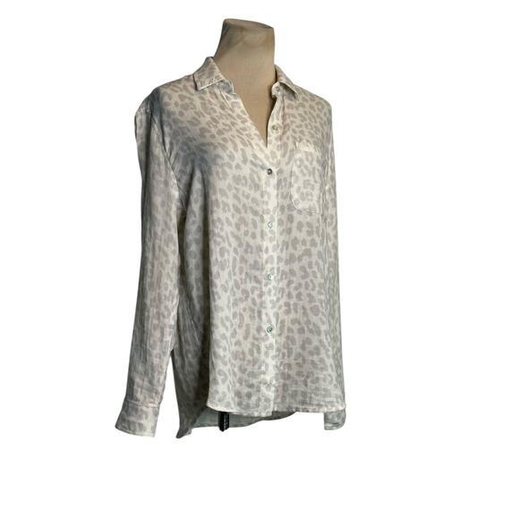 Rails Ellis Grey Jaguar Print Cotton Button Front Top Shirt Tunic size Small - Picture 16 of 16